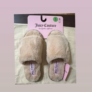 NWT Juicy Couture Furry Tan Maevee Slippers, Size Small 5-6
